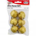 Meyco διακοσμητικά μήλα με glitter χρυσά 6τεμ