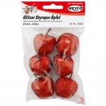 Meyco διακοσμητικά μήλα με glitter κόκκινα 6τεμ