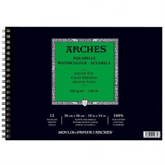 Arches Μπλοκ Σπιράλ Ακουαρέλας Cold Pressed 26x36cm 300gr 12 Φύλλων 