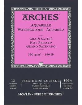 Arches Μπλοκ Ακουαρέλας Hot Pressed 14.8x21cm 300gr 12 Φύλλων 