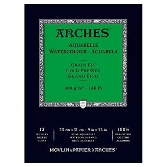 Arches Μπλοκ Ακουαρέλας Cold Pressed 14.8x21cm 300gr 12 Φύλλων 