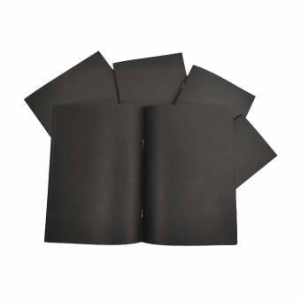 Χειροποίητο Μπλόκ Μαλακό μαύρο εξώφυλλο, μαύρο χαρτί  χωρίς γραμμές A5