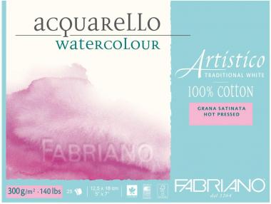 Fabriano 100% cotton paper hot pressed 300gr 12.5 x 18 cm  25φ. 