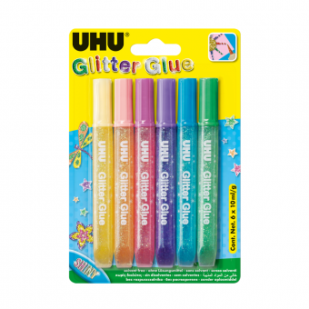 UHU Glitter Glue shiny σωληνάριο 6x10ml 