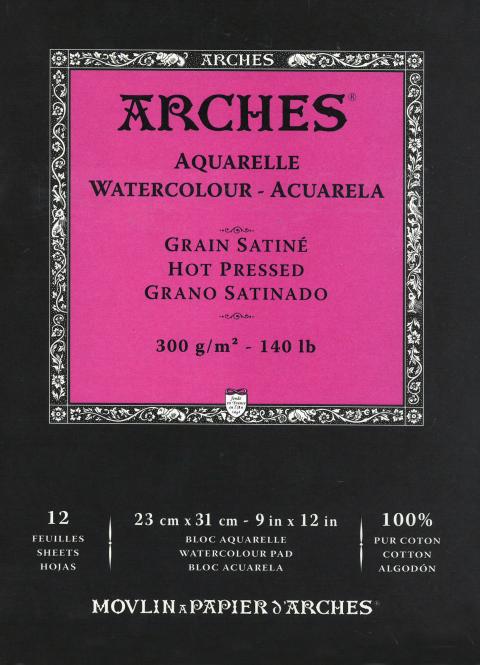 Arches Μπλοκ Ακουαρέλας Hot Pressed 23x31cm 300gr 12 Φύλλων 
