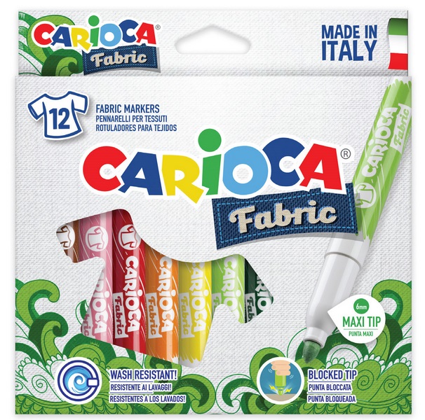 Carioca Fabric Ανεξίτηλοι μαρκαδόροι για ύφασμα σετ 12 τεμ. 