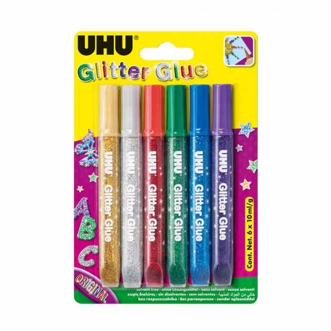UHU Glitter Glue original σωληνάριο 6x10ml 